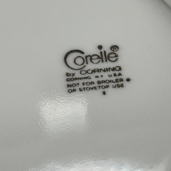 Corelle By Corning Almond Set of 4 Soup Bowls White  Tan Yellow Trim 8.5”-B - Picture 5 of 6